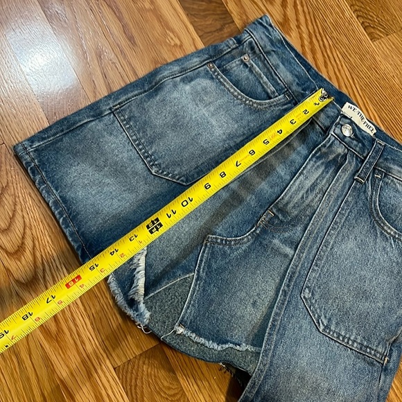 We The Free Blue Jean Shorts High-Waisted Raw Hem - Picture 8 of 12